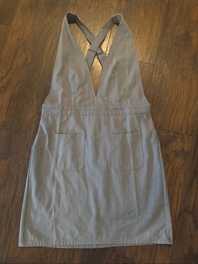 entro Light Gray Pinafore Skirt Dress
